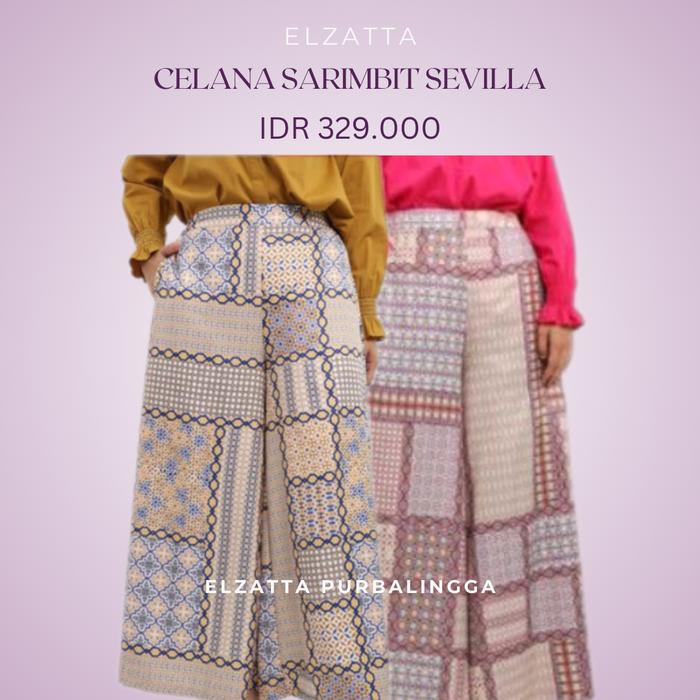 Elzatta Celana Sarimbit Sevilla Celana Motif Perempuan Bahan Poliester Adem Nyaman Dipakai