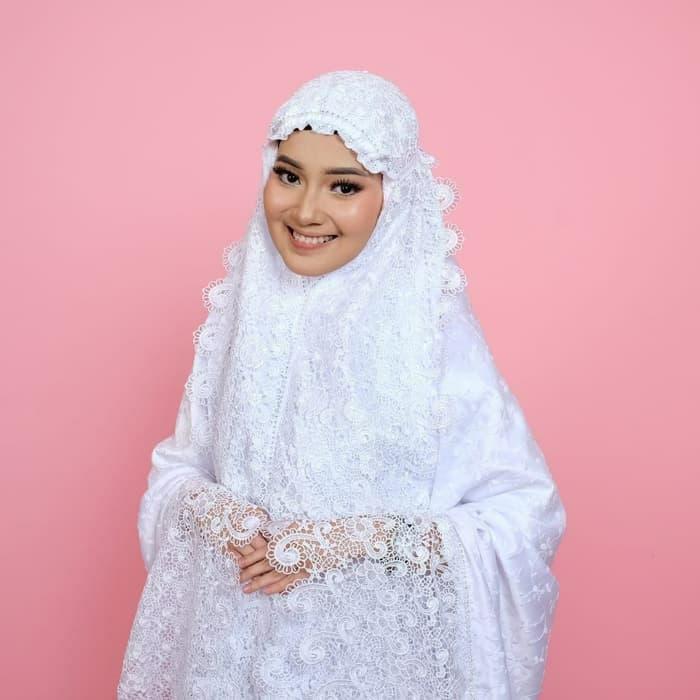 ASLI Mukena Sutra Paris Keong KD Lebar Putih READY STOCK