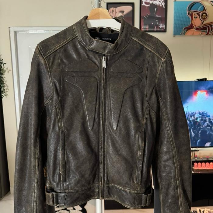 BNWT ZARA BIKER KEATHER JACKET SHEEP SKIN