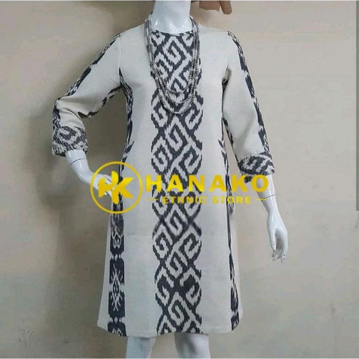 TUNIK WHITE TENUN - TUNIK - TUNIK WANITA - TUNIK ETNIK - BAJU TENUN - BAJU ETNIK