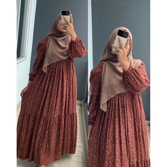 Ready Stok Yumna Dress Smoke / Dress Pantai/ Gamis Dewasa / Dress Terlaris / Gamis Pantai Smoke (At 