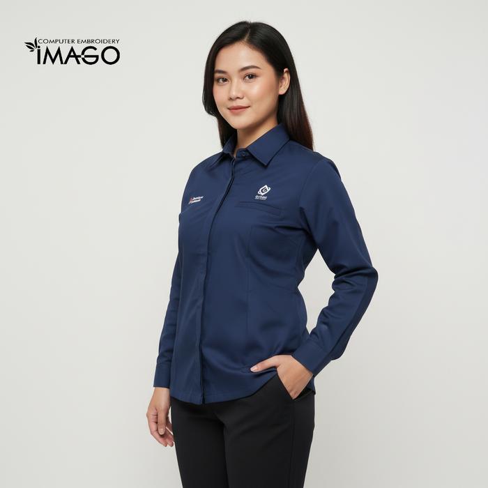 Kemeja Danantara PT Garam Bordir Wanita Slim Fit PDH Lengan Panjang