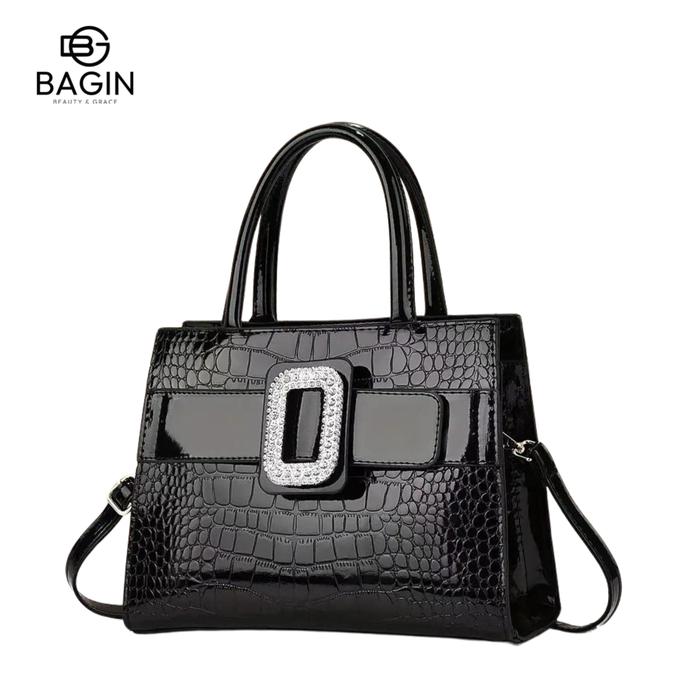 【BAGIN】Ginela Bag - Tas Wanita Handbag Motif Croco Elegan Kulit Pu Leather [gy-739]