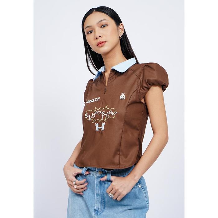 COLORBOX Colorbox X Gimme Puff Sleeve Top I-BSWGIM225J425 DARK BROWN