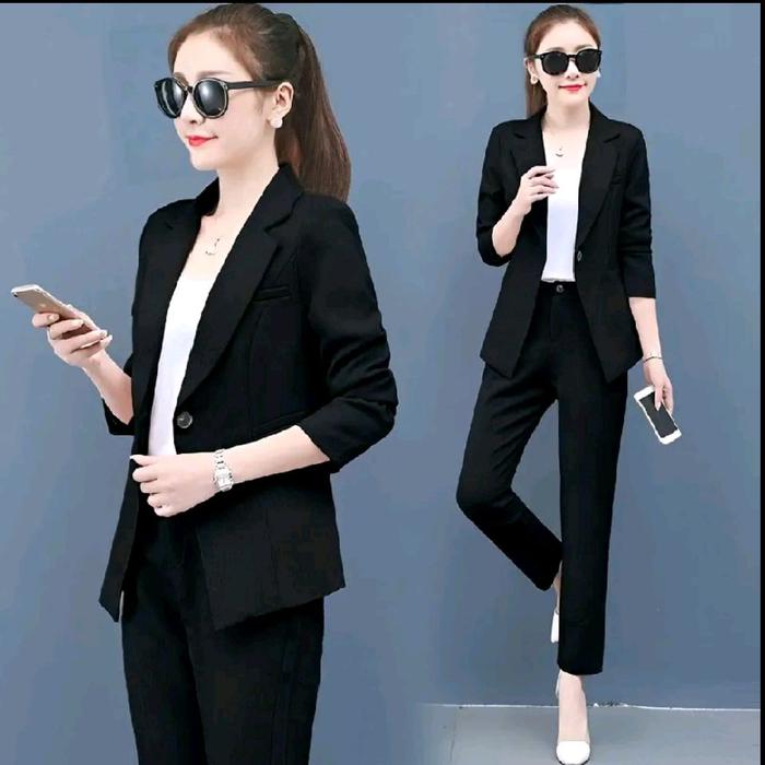 STELAN Blazer Wanita Nyaman Keren Terbaru Termurah Terlaris Tangan Panjang Formal Kancing Cewek Kerj
