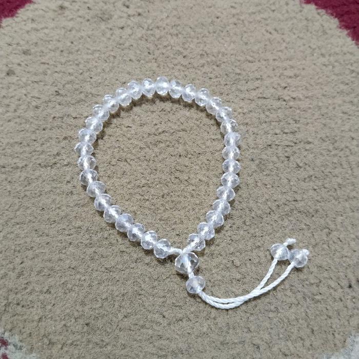 gelang kristal ceko putih 6mm tali serut