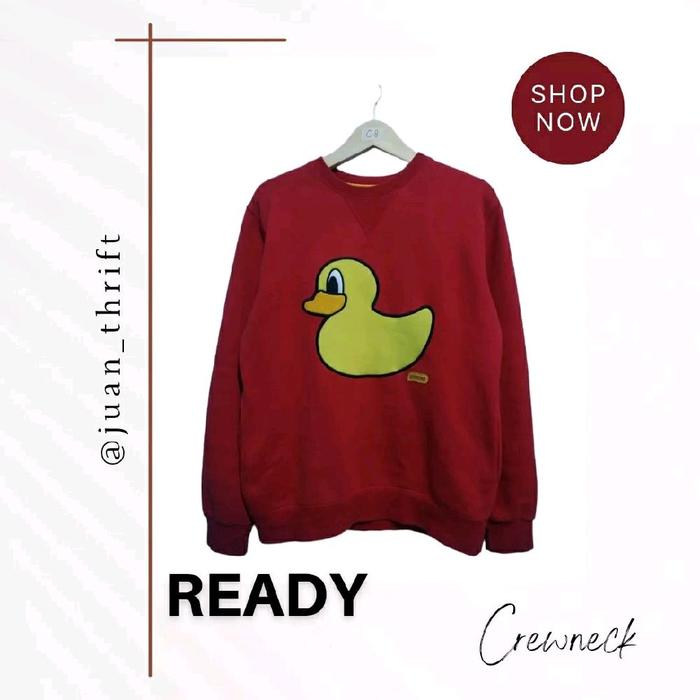 Crewneck pancoat pop duck bebek merah unisex Sweatshirt Katun