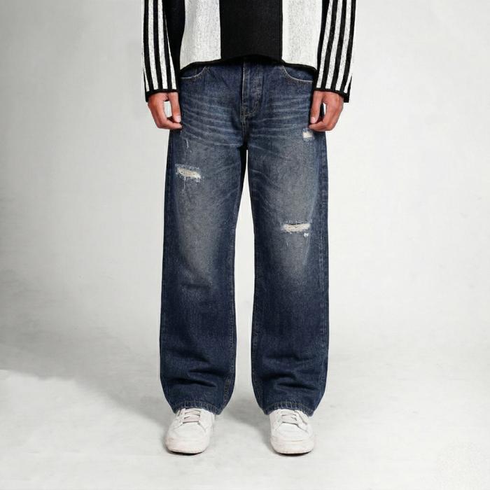 The Don's House  Arteesan BLACKBURN RIPPED - Celana Panjang Jeans Washing Loose Fit Pria Wanita Casu