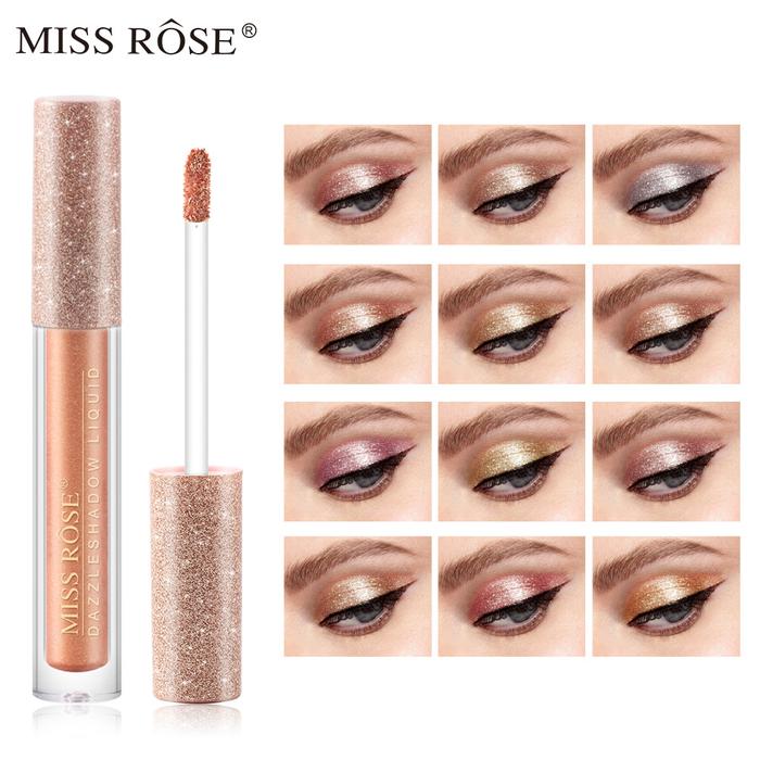 MISS ROSE Glitter Liquid Eyeshadow Stick Waterproof Longwear Metallic Pigment Easy To Make up Shimme