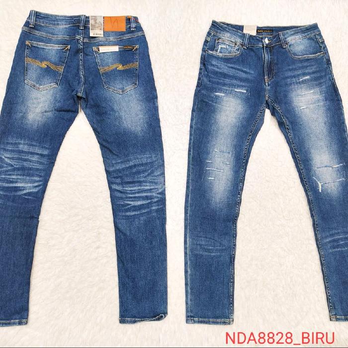 Celana jeans panjang pria slim fit Nudie Lean Dean Dry japan saldvage Dri original import made Italy