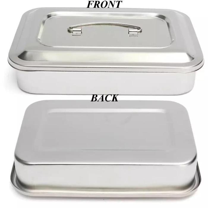 Dental tray kotak dengan tutup stainless steel storage box instrumen