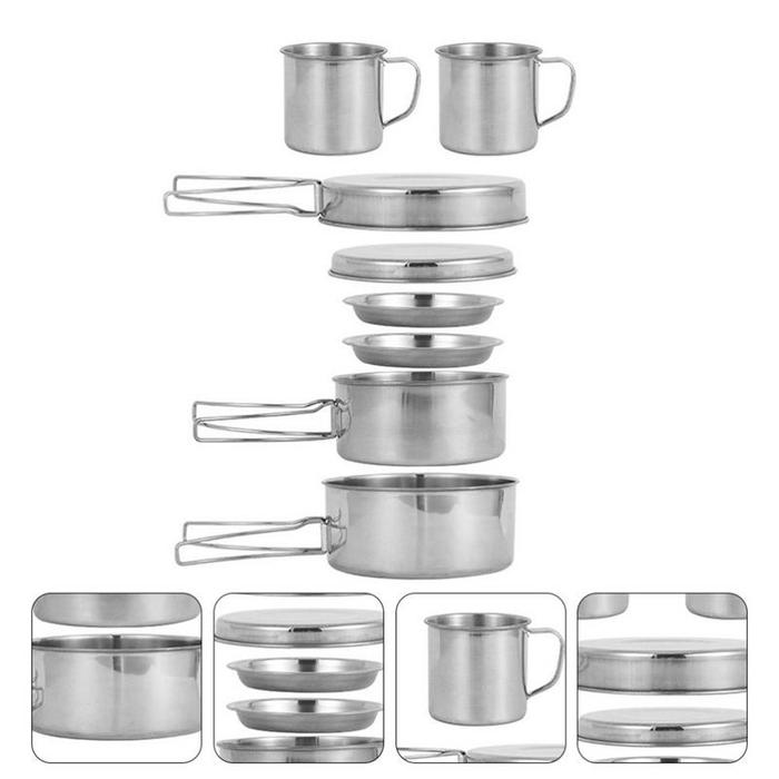 Camping Cookware Set Stainless Steel Compact Campfire
