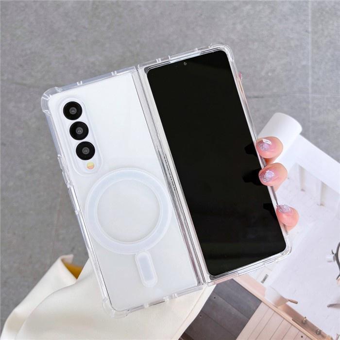 Hard Case Magnetik Magsafe Kompatibel Untuk Z Fold 6 Z Fold 5 Z Fold 4 Z Fold 3 Silikon Transparant