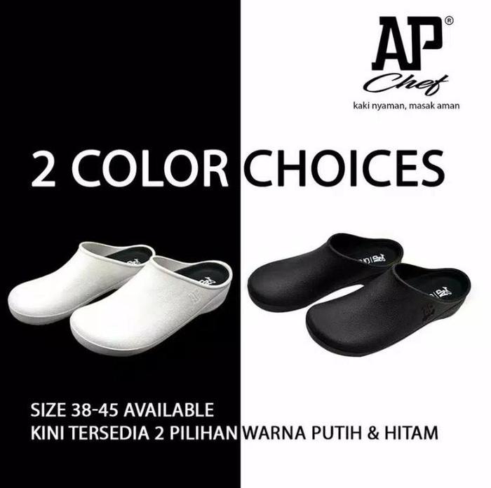 AP CHEF HITAM & PUTIH SIZE 38 - 45 - SEPATU AP CHEF - SEPATU KOKI - SEPATU AP CHEF