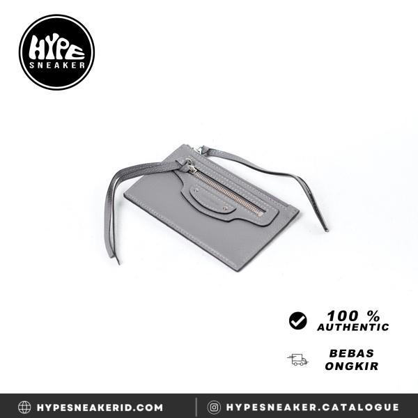 Dompet BALENCIAGA NEO CLASSIC GREY ZIP CARD WALLET 100% - 13X8CM