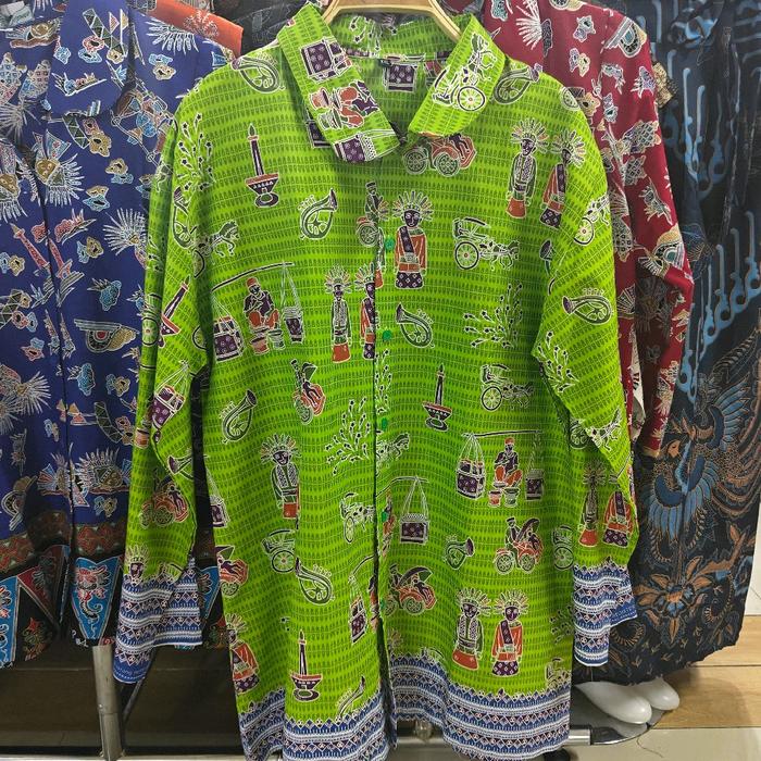 blouse batik Betawi ondel kode kerak telor warna hijau