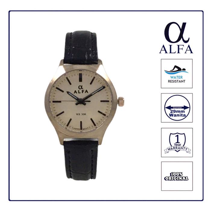 ALFA Jam Tangan Wanita Kulit Tahan Air warna Rose K6001 Original