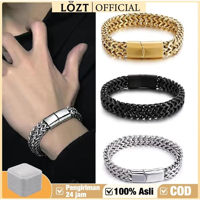 Gelang cowok titanium anti karat rantai titanium pria gelang hip hop bangles chain link for men punk