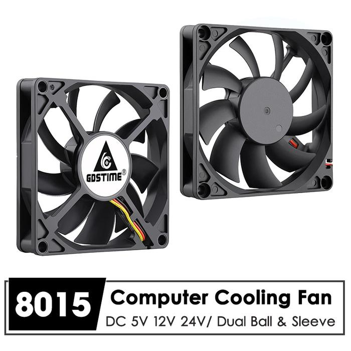 GDSTIME 80MM Slim Fan DC 5V 12V 24V 2PIN 3PIN USB 80mm x 80mm x 15mm Silent Fan for PC Case Small 8C