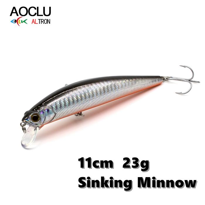 AOCLU-Hard Sinking Minnow Lure, Wobbler Lure, Fresh Salt Water, All