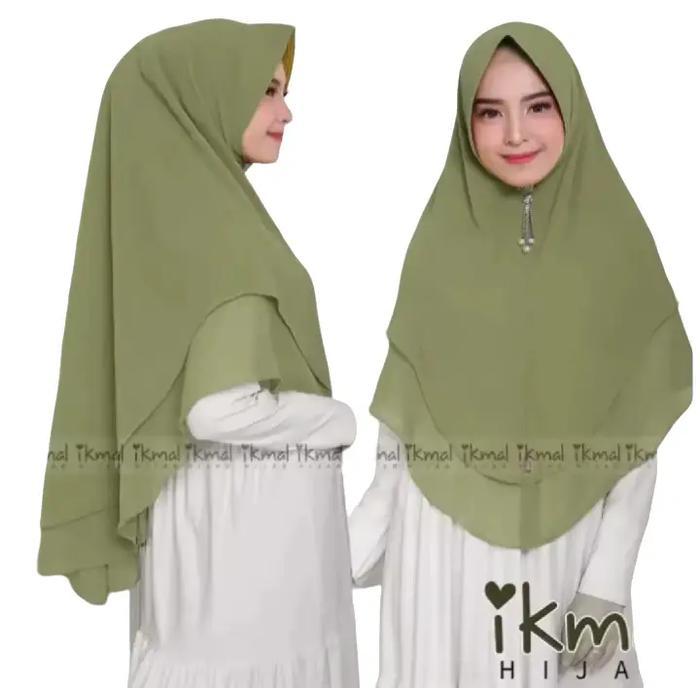 Promo NURBANU KERUDUNG - HIJAB KHIMAR SYAR'I PINGUIN 2 LAYER OVAL POLOS BAHAN CERUTI PED SOFT/KHIMAR