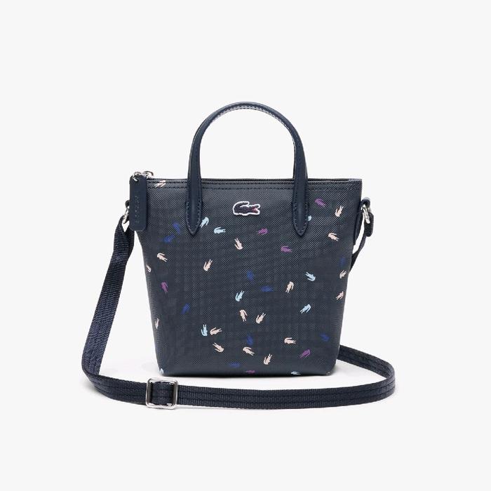 Lacoste Women's Small Mini Crocodile Tote Bag Tas Selmpang Wanita - Navy