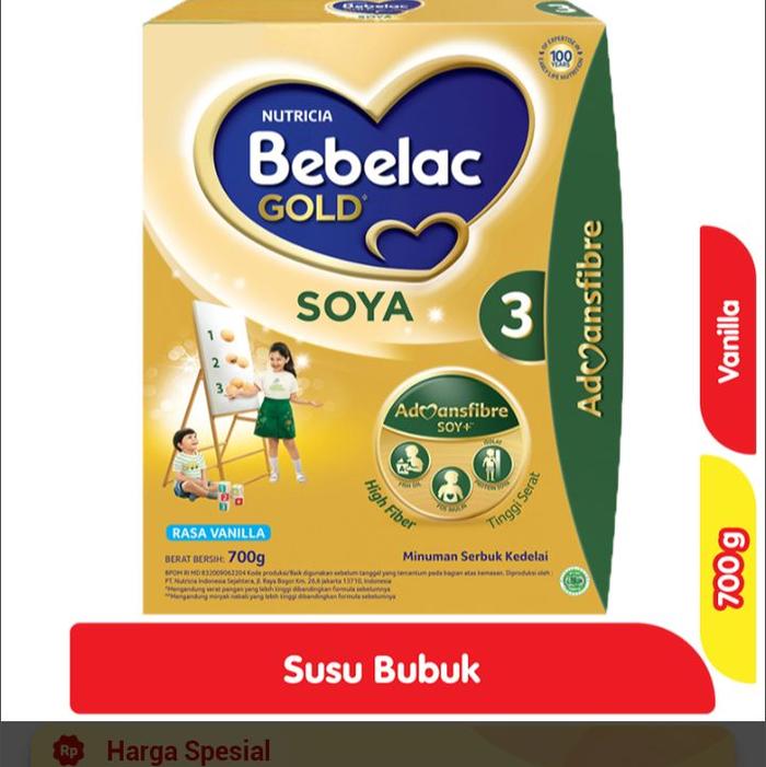 Bebelac Gold Soya 3 Susu Bubuk Pertumbuhan Anak Vanilla 700g