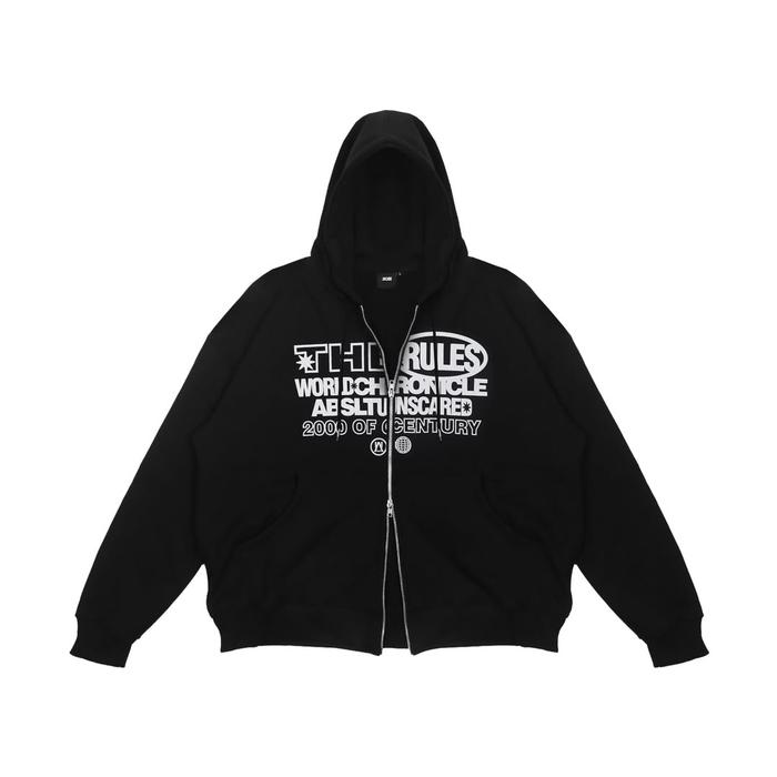 308 ABSLTUNSCRD - YL046 - ZIP DOUBLE HOODIE THE RULES ABSLT - BLACK