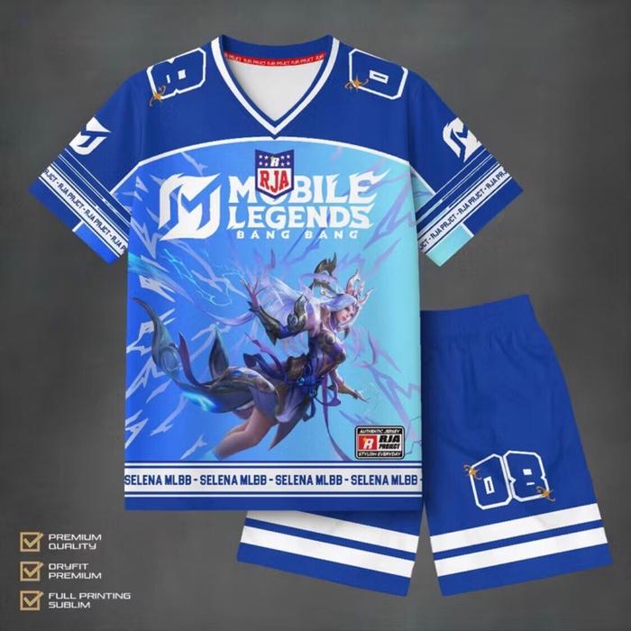Setelan Anak Laki Laki Dan Perempuan 3-10 Tahun Model Jersey Terbaru Motif Mobile Legends Selena MLB