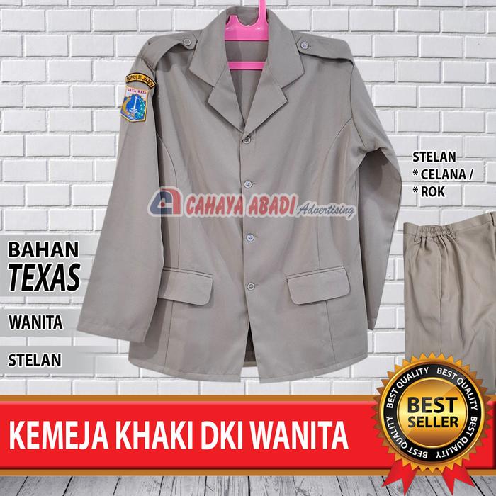 Seragam PEMDA Khaki DKI Wanita Terbaru Kemeja PEMDA Khaki DKI Wanita Terbaru