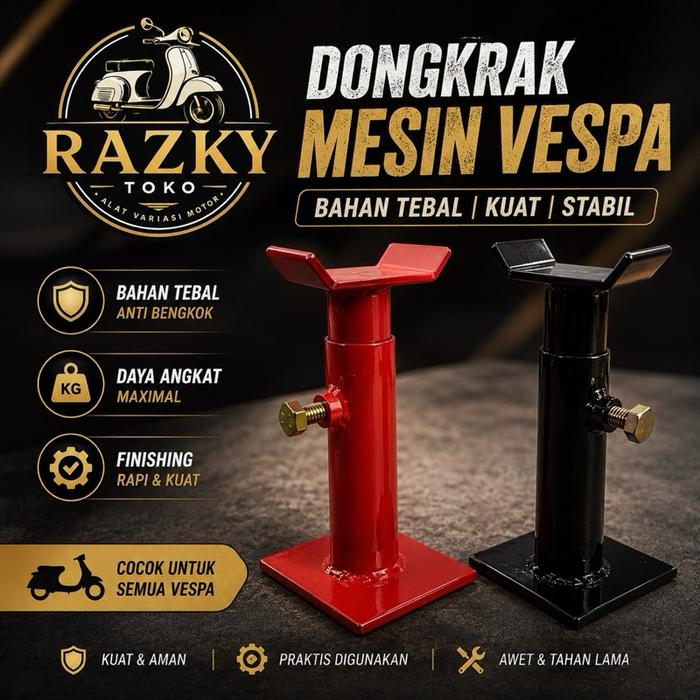 Dongkrak Mesin Vespa Bahan Tebal Adjustable Penyangga Mesin Vespa PX Sprint Super Primavera Excel