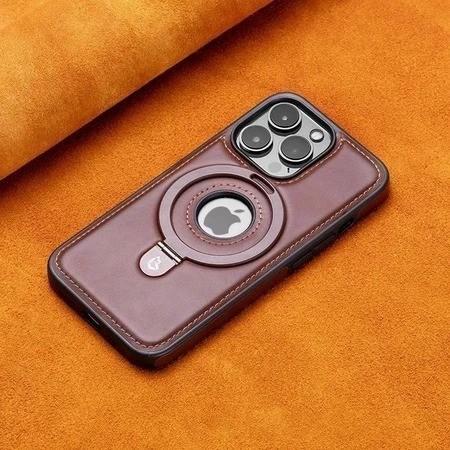 Case Untuk iPhone 17 / 17 Pro / 17 Pro Max / 12 / 13 / 14 / 15 / 16 Pro Max - Case Leather Metal Rin