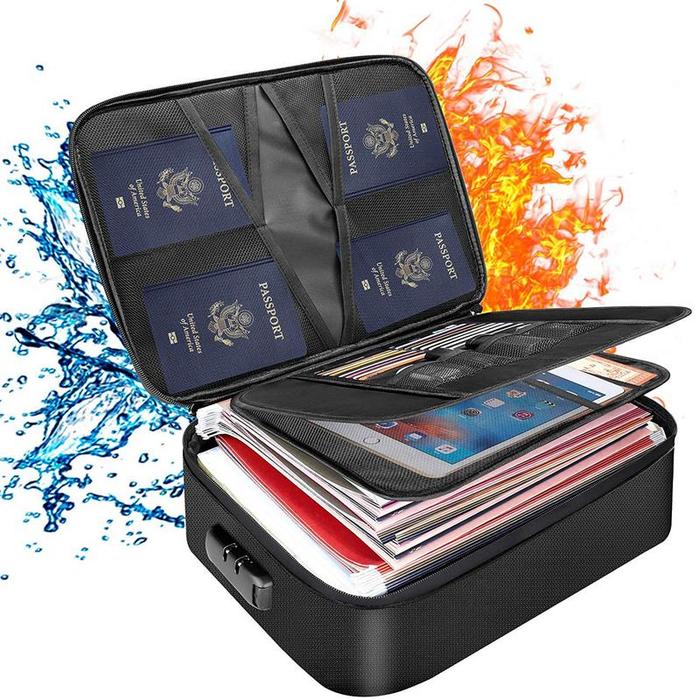 Waterproof Fireproof 3-layer Document Storage Box Lockable Document