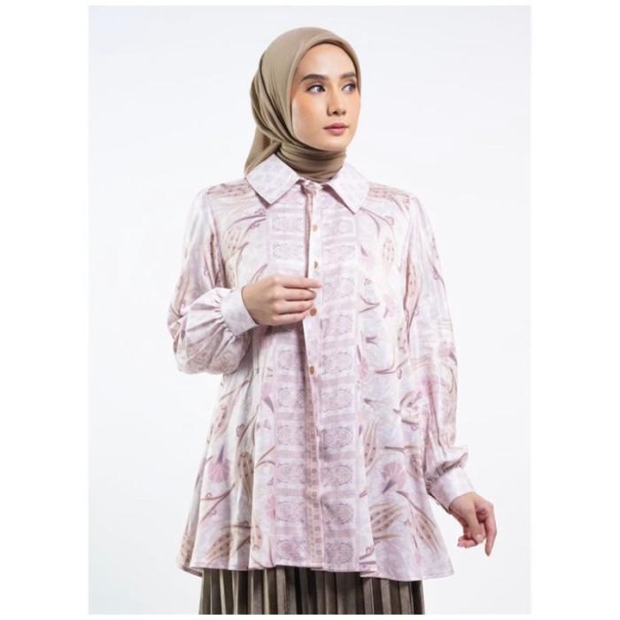 Tunik Border Al Khawarizmi Elzatta Hijab Baju Atasan Wanita - Pink, S