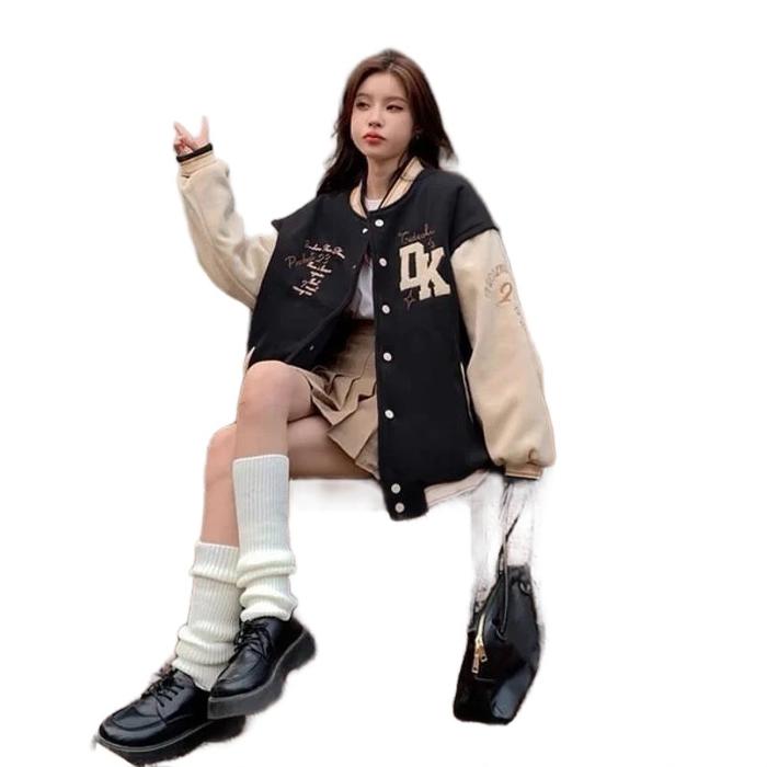 free ongkir DK jaket baseball matt fleece premium Pria Wanita Hitam Distro Casual Bomber Unisex Vars