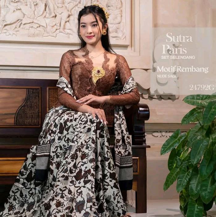 Kamen sutra paris set selendang GROSIR SETONO MOTIF BAKTERI REMBANG Kamben Wanita terbaru adat bali 