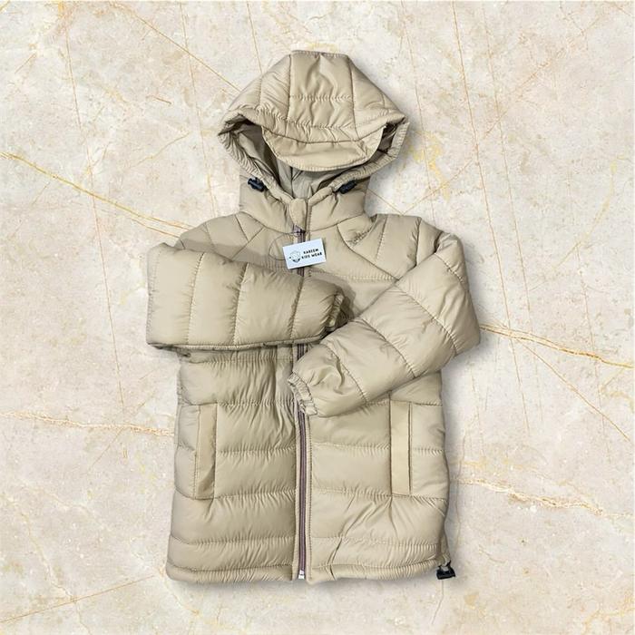 Jaket gelembung anak lapis busa_mocca polos