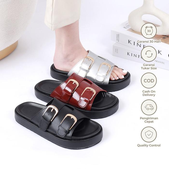 WINOD Kenzo Sandal Wanita Kekinian Platform Slop untuk Hangout Model Simple