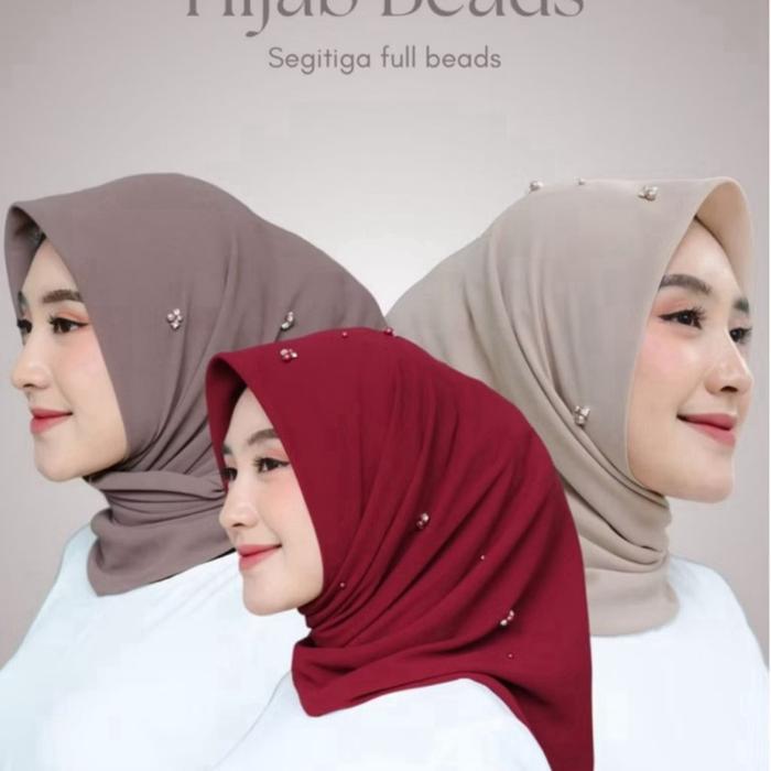 ALMIRAZADA - HIJAB SQUARE FULL BEADS | SEGI EMPAT PAYET | HIJAB MUTIARA | SEGI EMPAT PAYET MUTIARA C