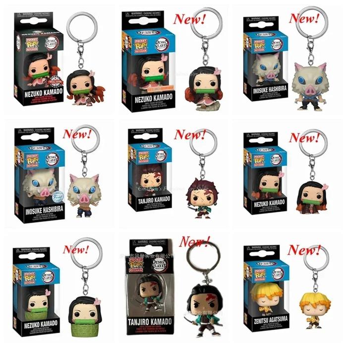 NEWest Arrival FUNKO keychain Demon Slayer Zenitsu Inosuke Hashibira Nezuko Kamado Tanjiro Kamado Ke