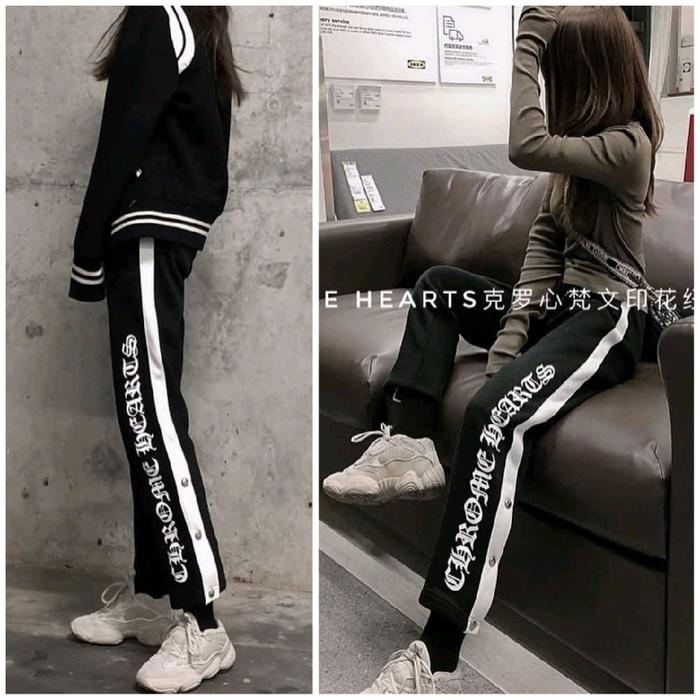 Chrome Hearts Spell Out Cross Snap Button Training Pants