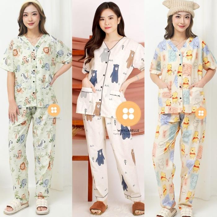 setelan piyama katun jepang celana panjang why.labelle