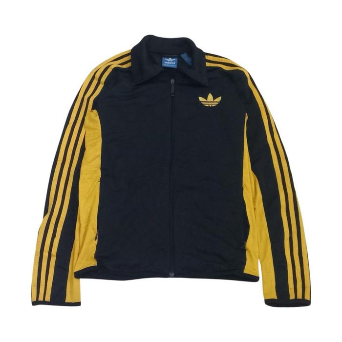 Jaket Traktop Adidas Bunga Navy Liris Kuning