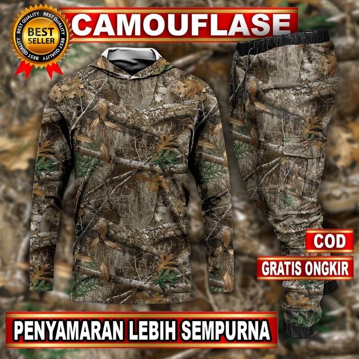 Setelan Baju Camo Hunting Berburu Full Set | Baju Camo Hunting | Baju Camo Motif Sawit | Pakaian Ber
