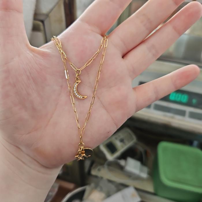 KALUNG JEDAR DOUBLE LAYER 2 SUSUN EMAS ASLI 700 70% MATA SATU SIMPLE