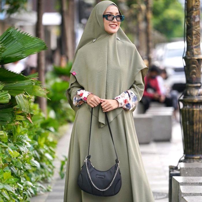 SET GAMIS ALANYA SAGE SIENA ELEPHANT BAHAN CRINKLE