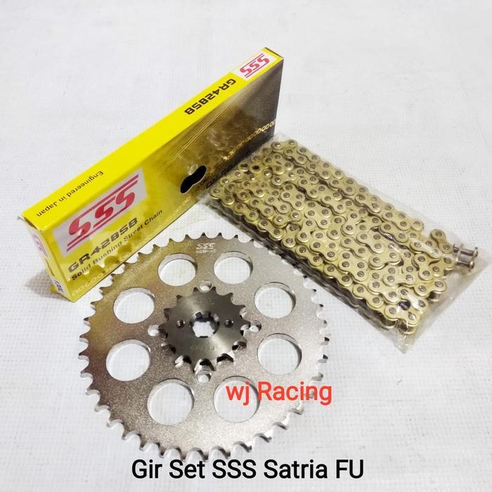 Gear Set Sss Satria Fu + Rantai Gold Sss 428 #Gratisongkir