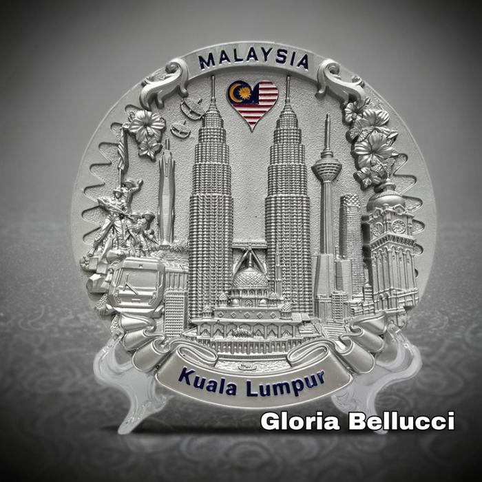 pajangan piring twin tower miniatur petronas dinding souvenir oleh2 negara malaysia KL