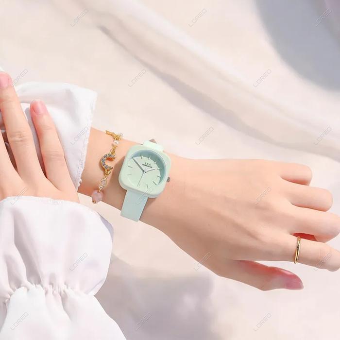 Loreo Jam Tangan Wanita Minimalis Dial Persegi Analog Quartz Watch