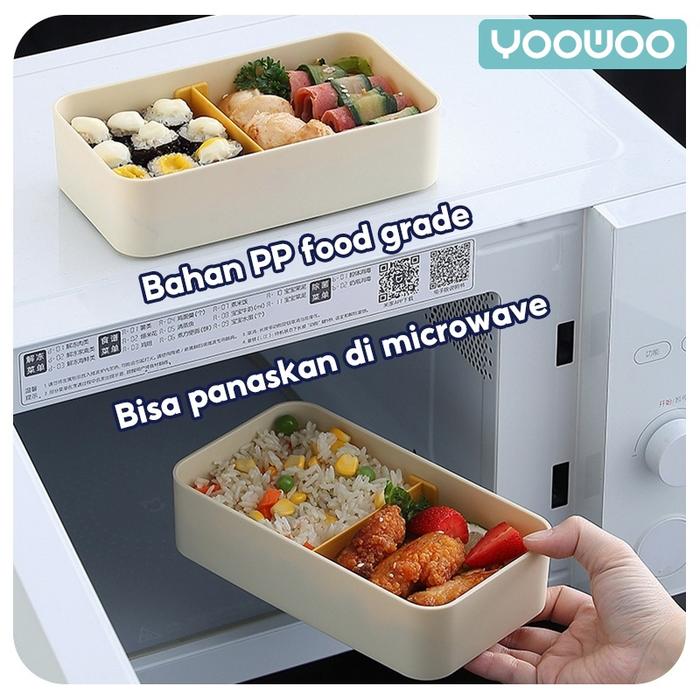 YooWoo Kotak makan bento / lunch box 800ml / kotak bekal persegi anti tumpah